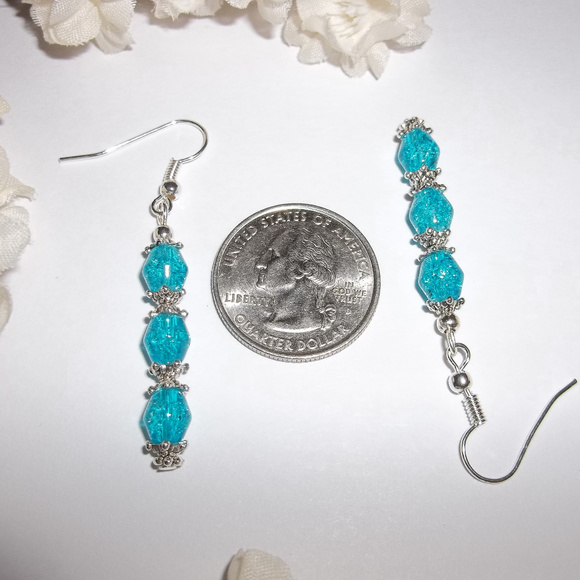 Long Turquoise Blue Beaded Earring Set Gift Dangle Earring Earring Earring 4549 - Picture 3 of 6